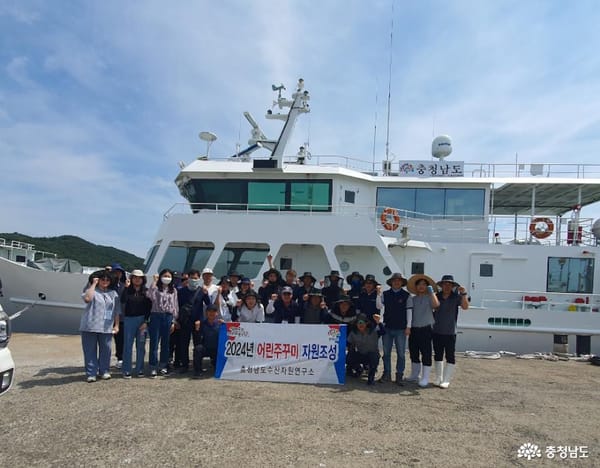 충청남도 수산자원연구소, 고소득 수산자원 주꾸미 60만 마리 방류